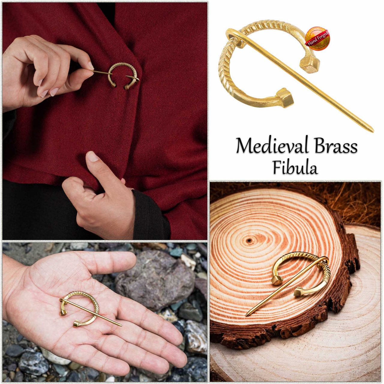 Imagen única de: Fíbula Penannular Medieval de Latón - Alfiler Pequeño de Capa para Broche de Traje Histórico y Vikingo