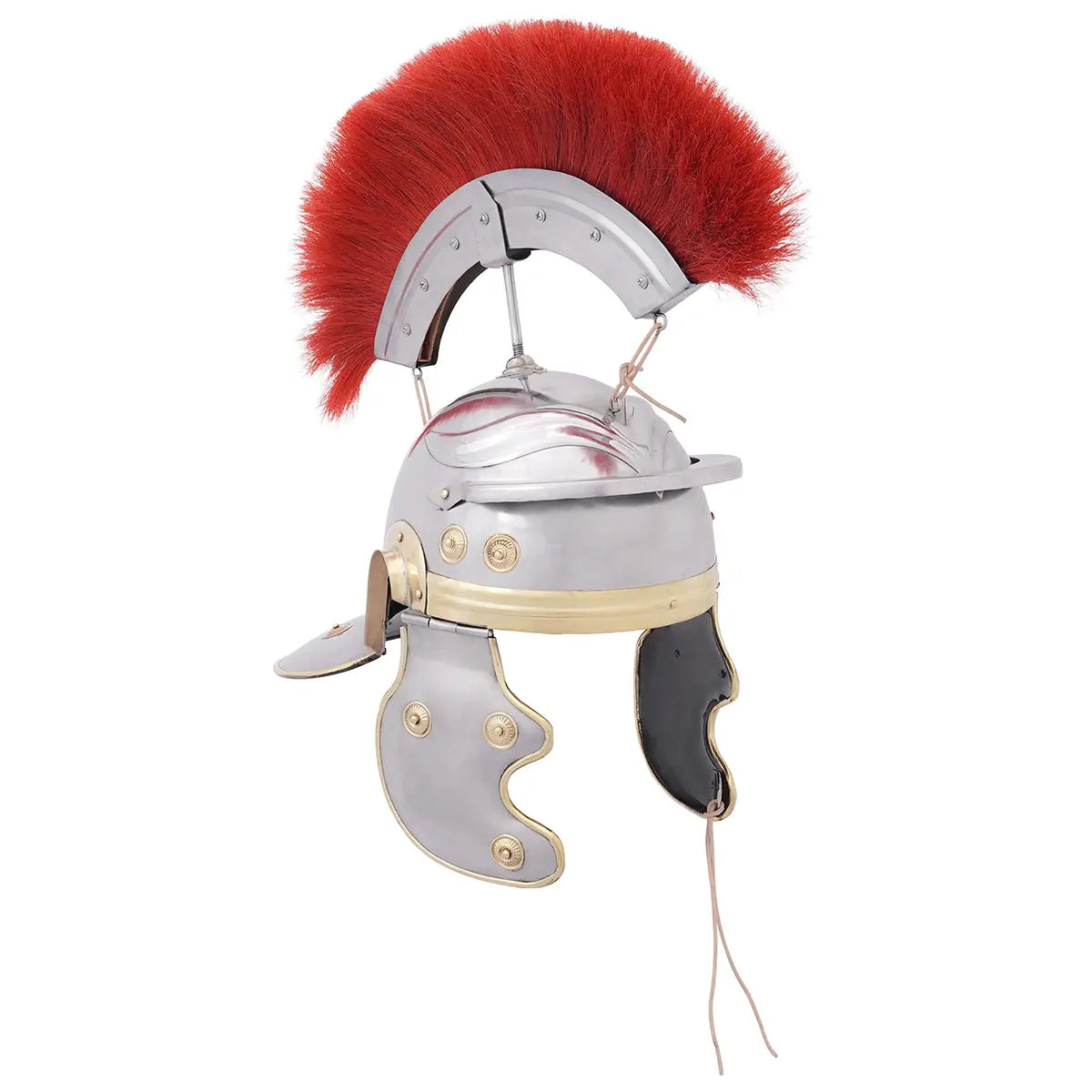 Casco Imperial Galo Romano del Siglo I con Escudo de Nylon Rojo