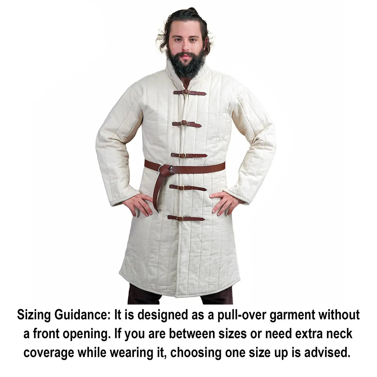 Gambesón medieval acolchado de lona con hebillas - imagen 7