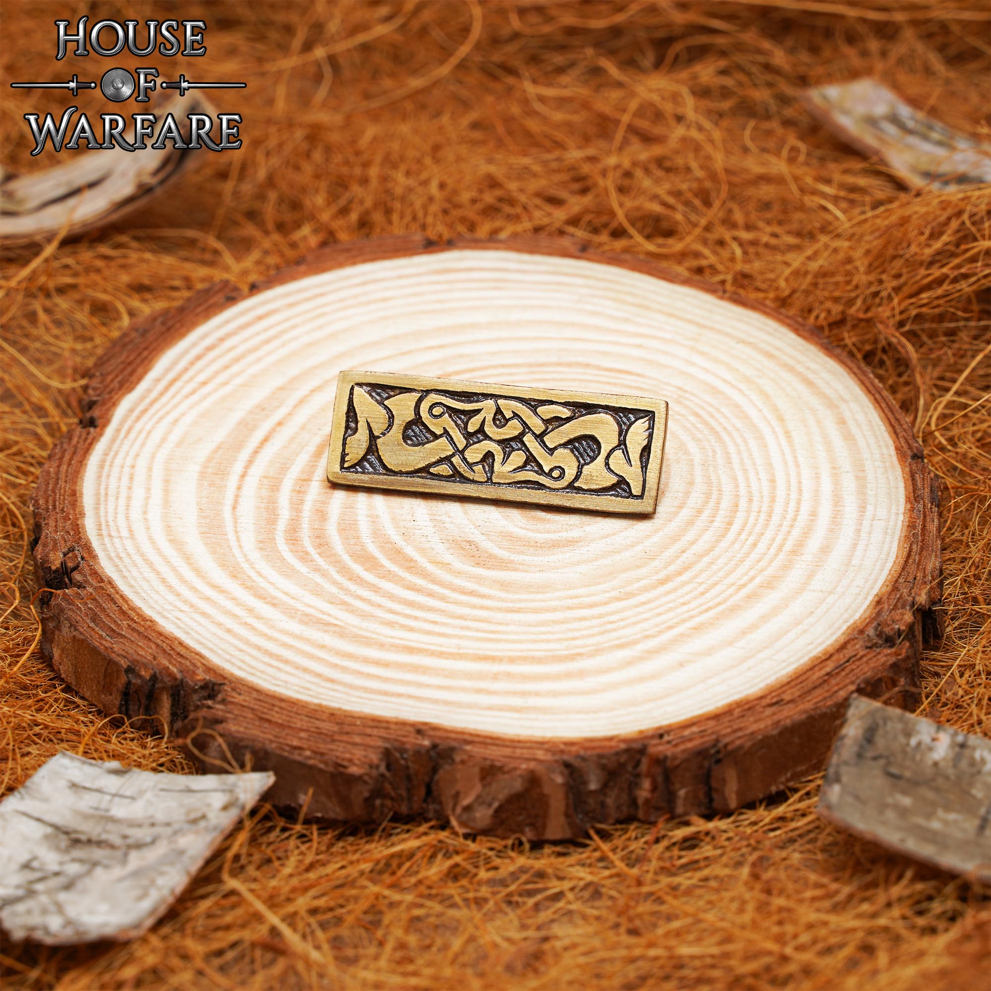 Imagen única de: Placa de Montaje de Latón Vikingo - Acabado Antiguo Decoración Nórdica para Cinturón