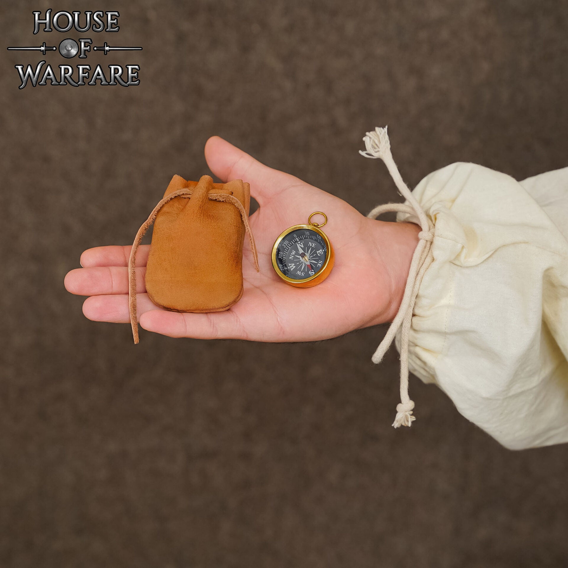 Brújula de pirata con funda de cuero genuino para cinturón - imagen 3