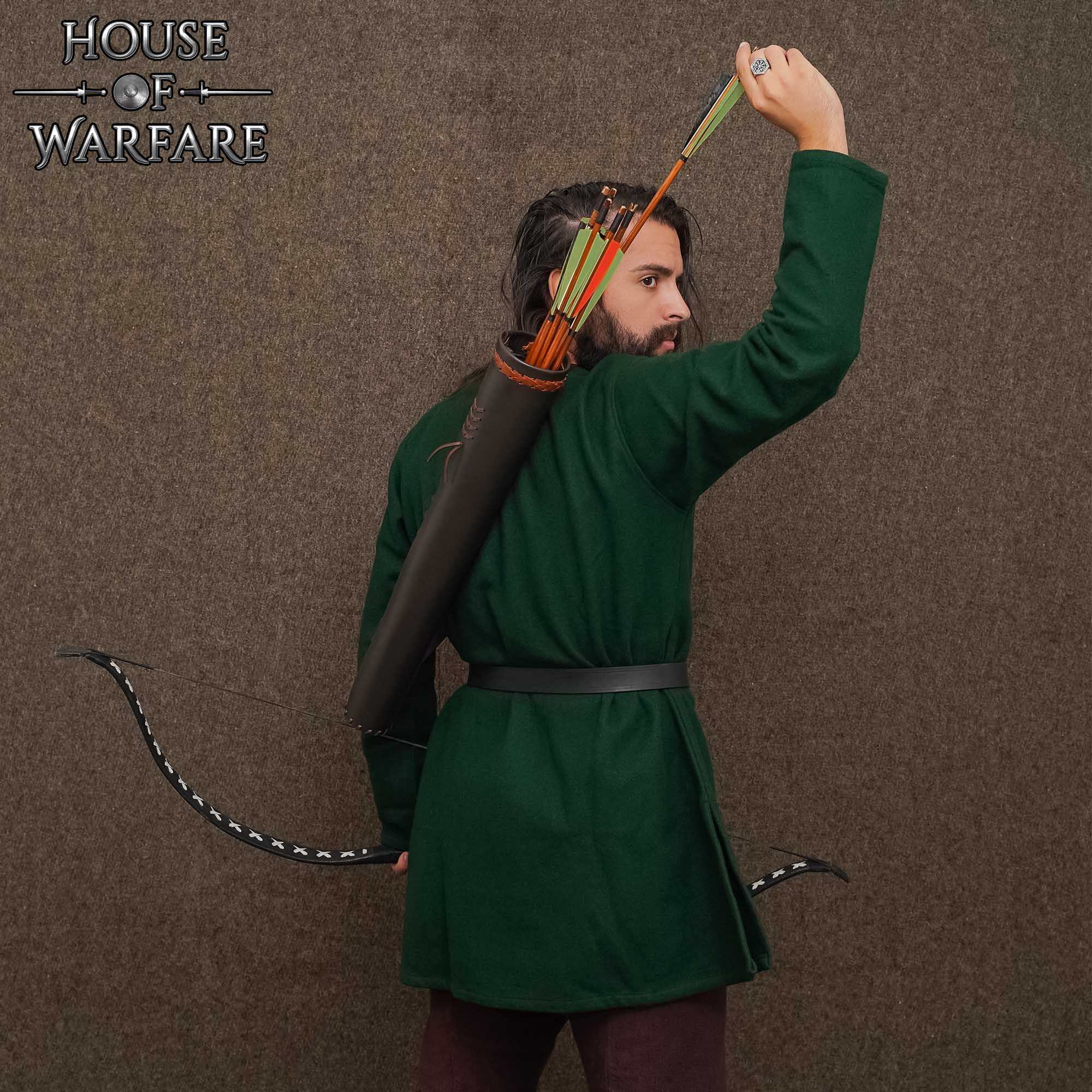 Imagen única de: Carcaj Trasero Medieval de Cuero - Equipo de Tiro con Arco Hecho a Mano