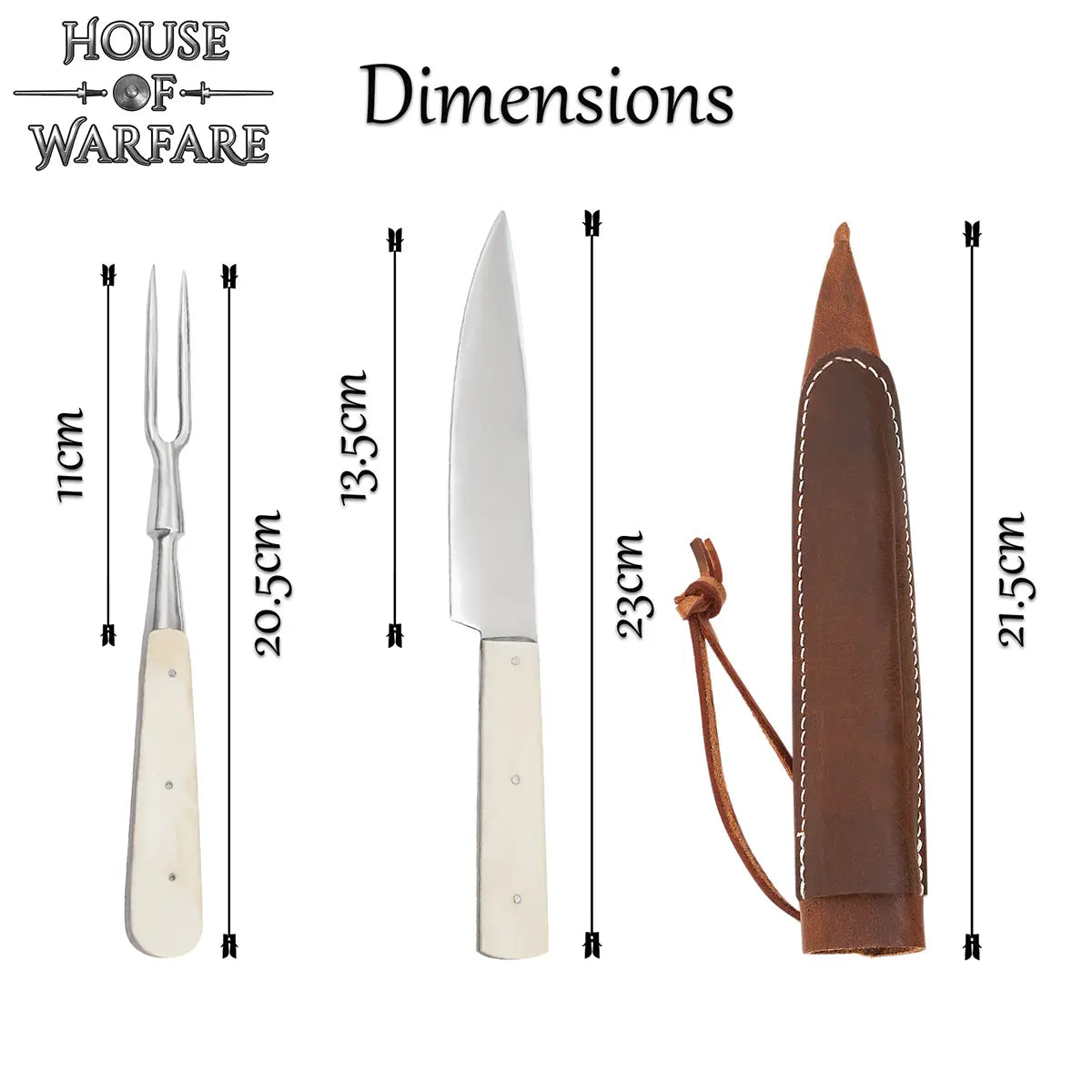 Cuchillo y tenedor medieval con mango de hueso - imagen 10