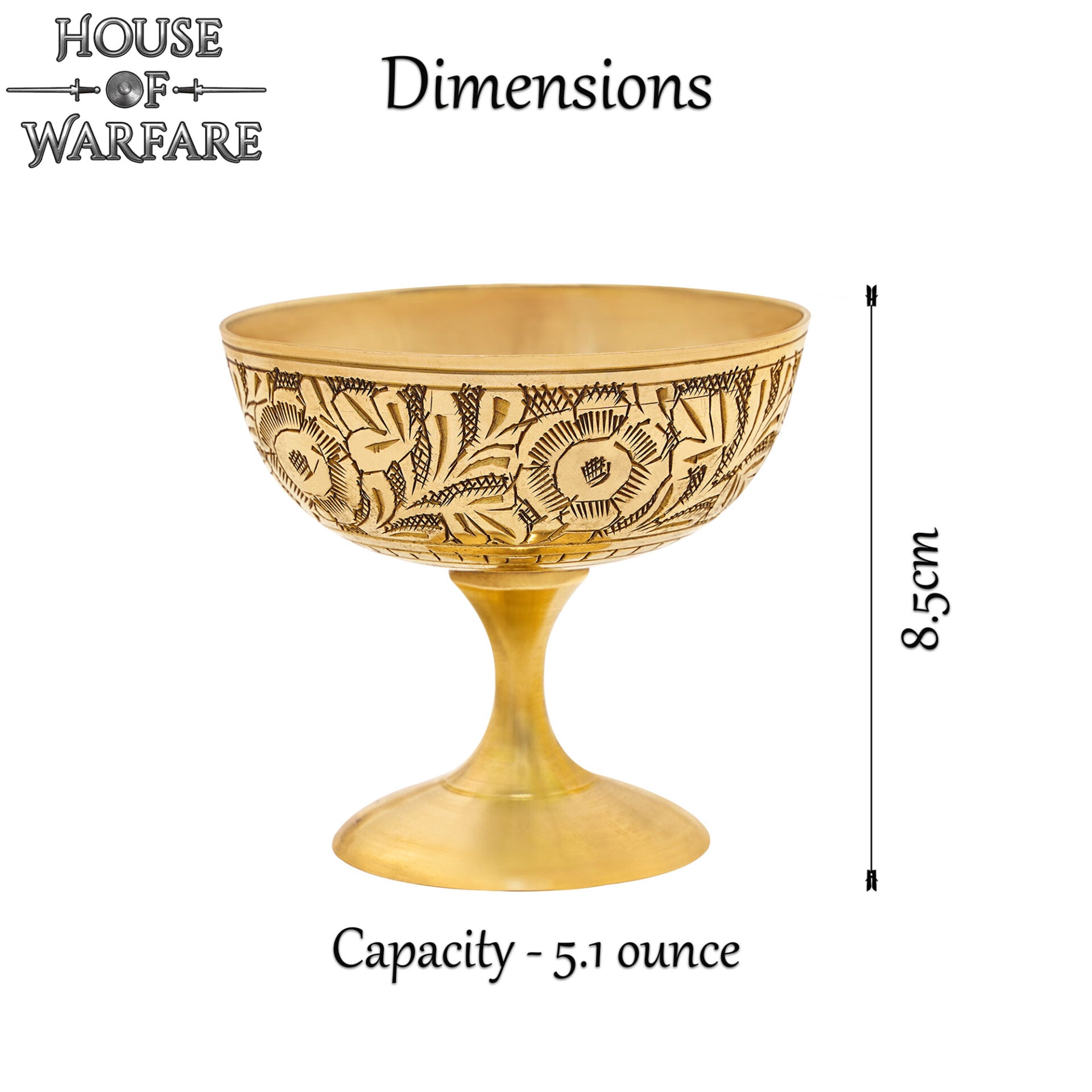 Copa Medieval Cáliz Vintage de Latón - Copa en Relieve para Fiestas y Decoración del Hogar - Imagen 8