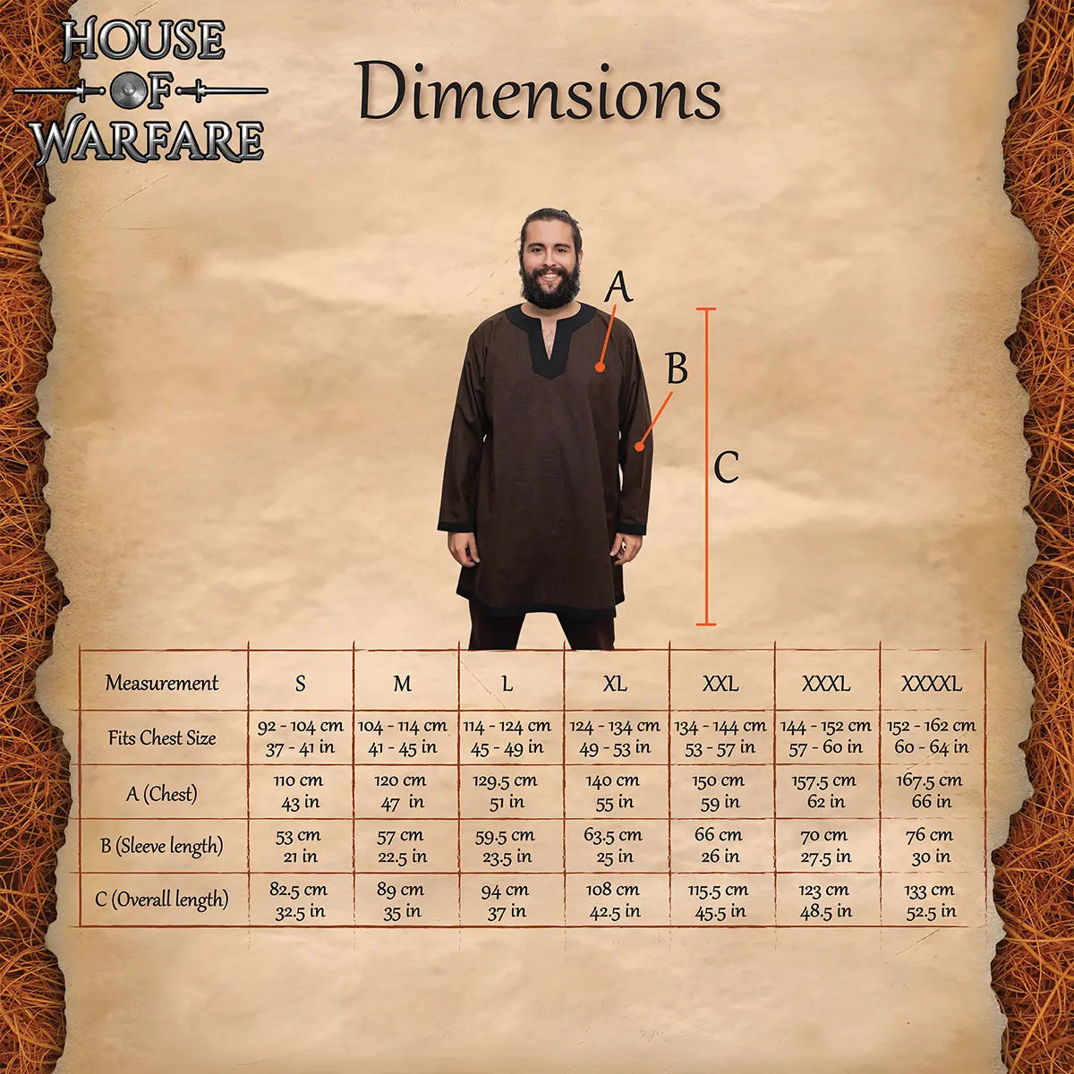 Túnica Medieval Vikinga de Algodón con Ribete - imagen 3