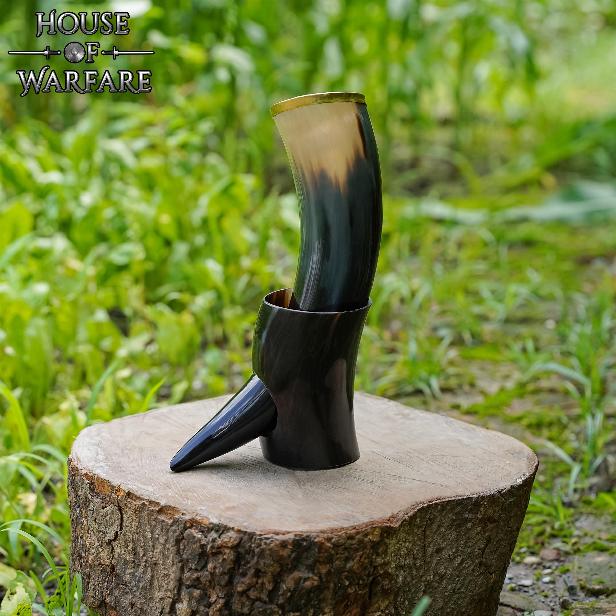 Imagen única de: Cuerno de Beber Vikingo Medieval Auténtico con Soporte