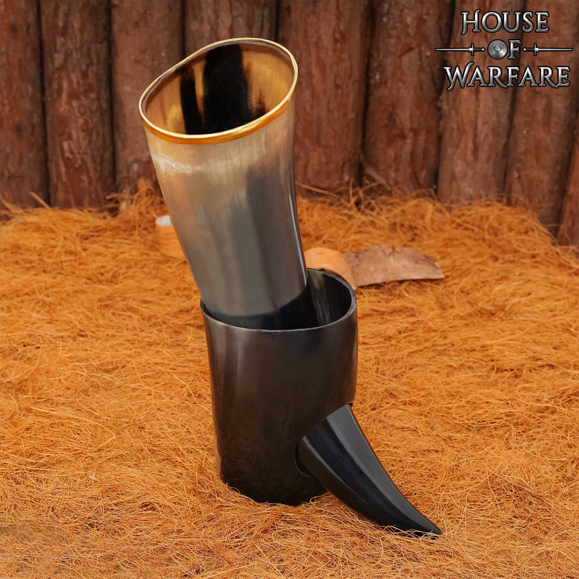 Imagen única de: Cuerno de Beber Vikingo Medieval Auténtico con Soporte