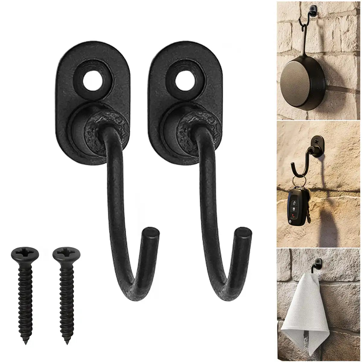 Imagen única de: Gancho de pared de hierro forjado a mano - Negro
