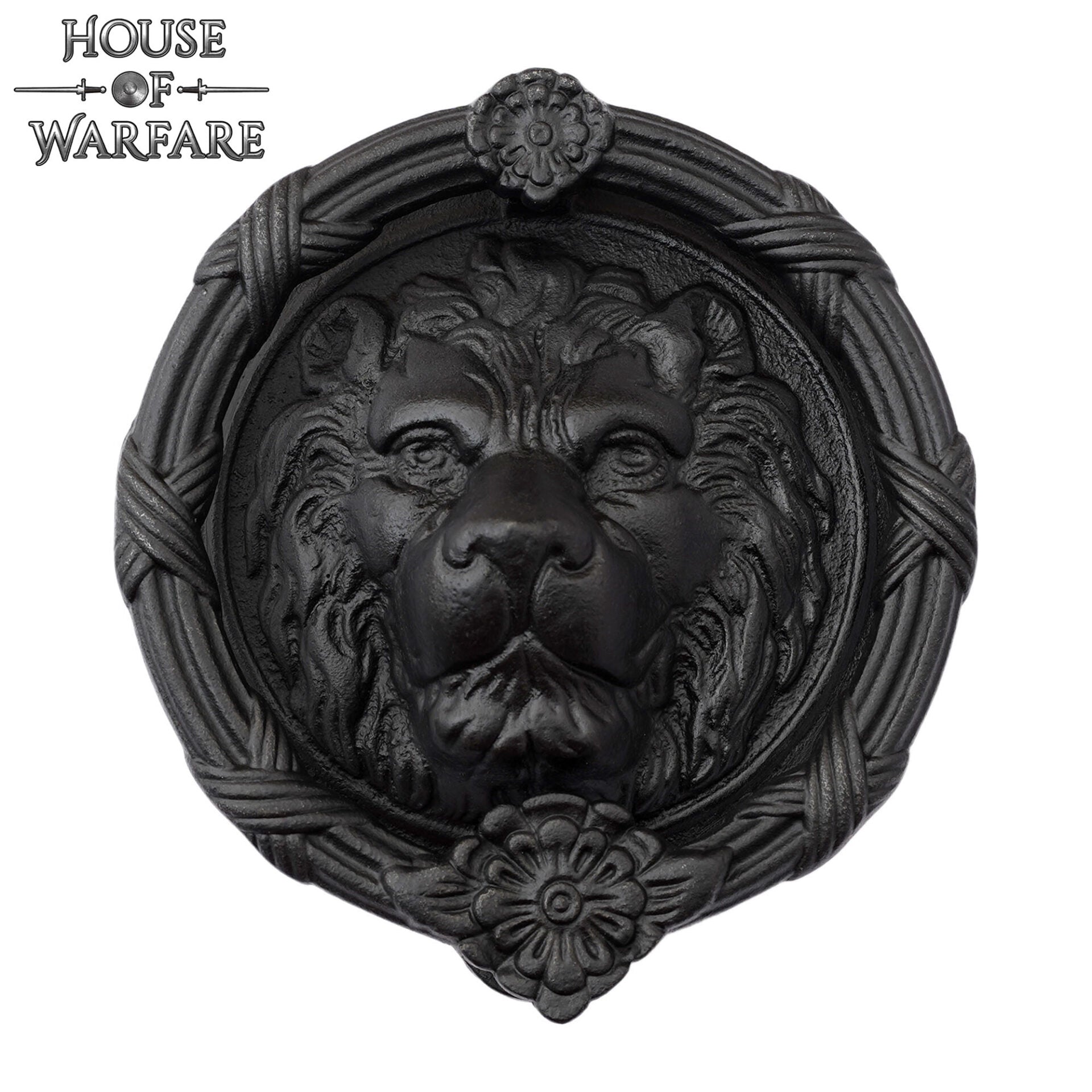 Imagen única de: Llamador de puerta rostro de león en hierro fundido macizo — grande