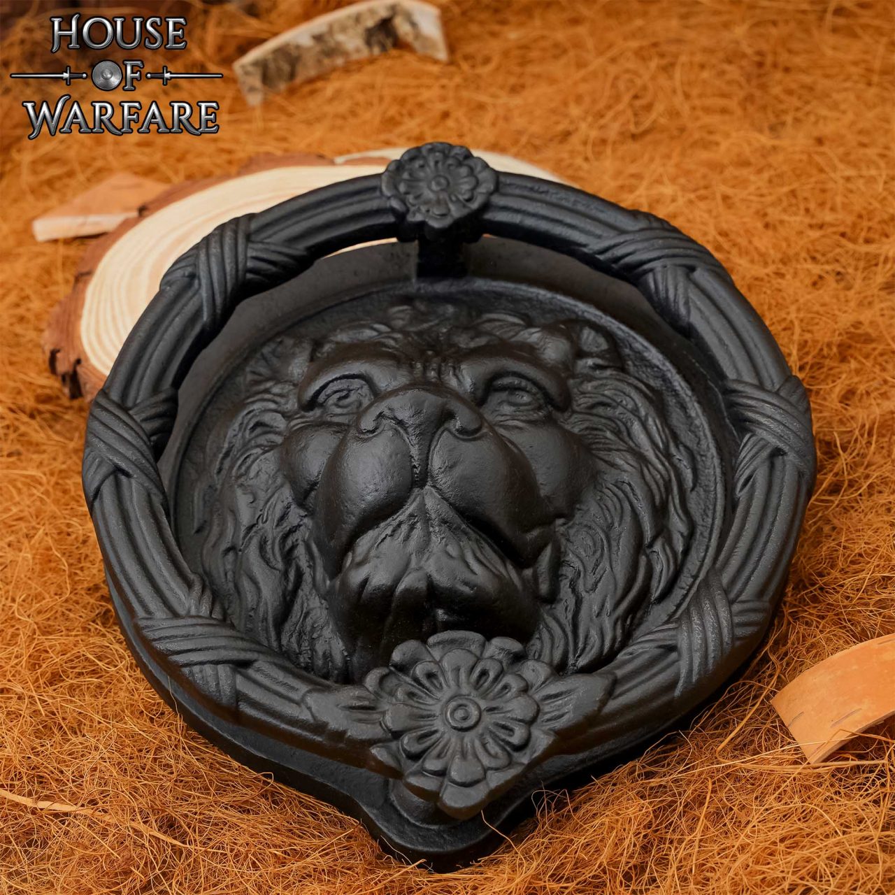 Imagen única de: Llamador de puerta rostro de león en hierro fundido macizo — grande