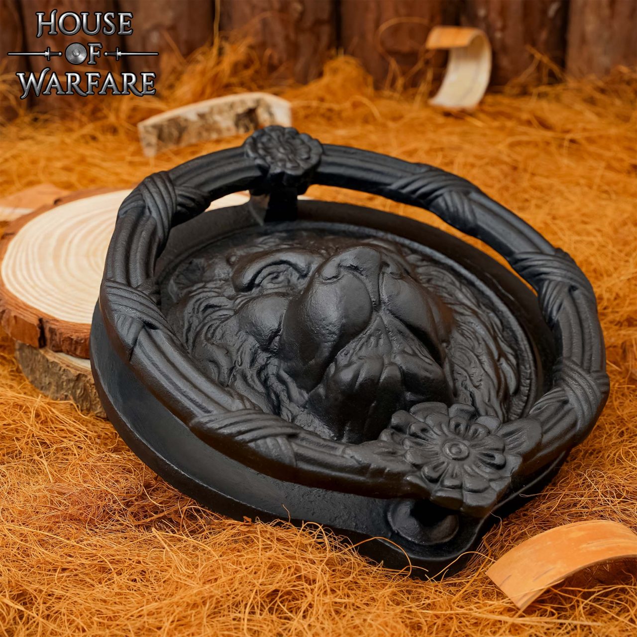 Imagen única de: Llamador de puerta rostro de león en hierro fundido macizo — grande