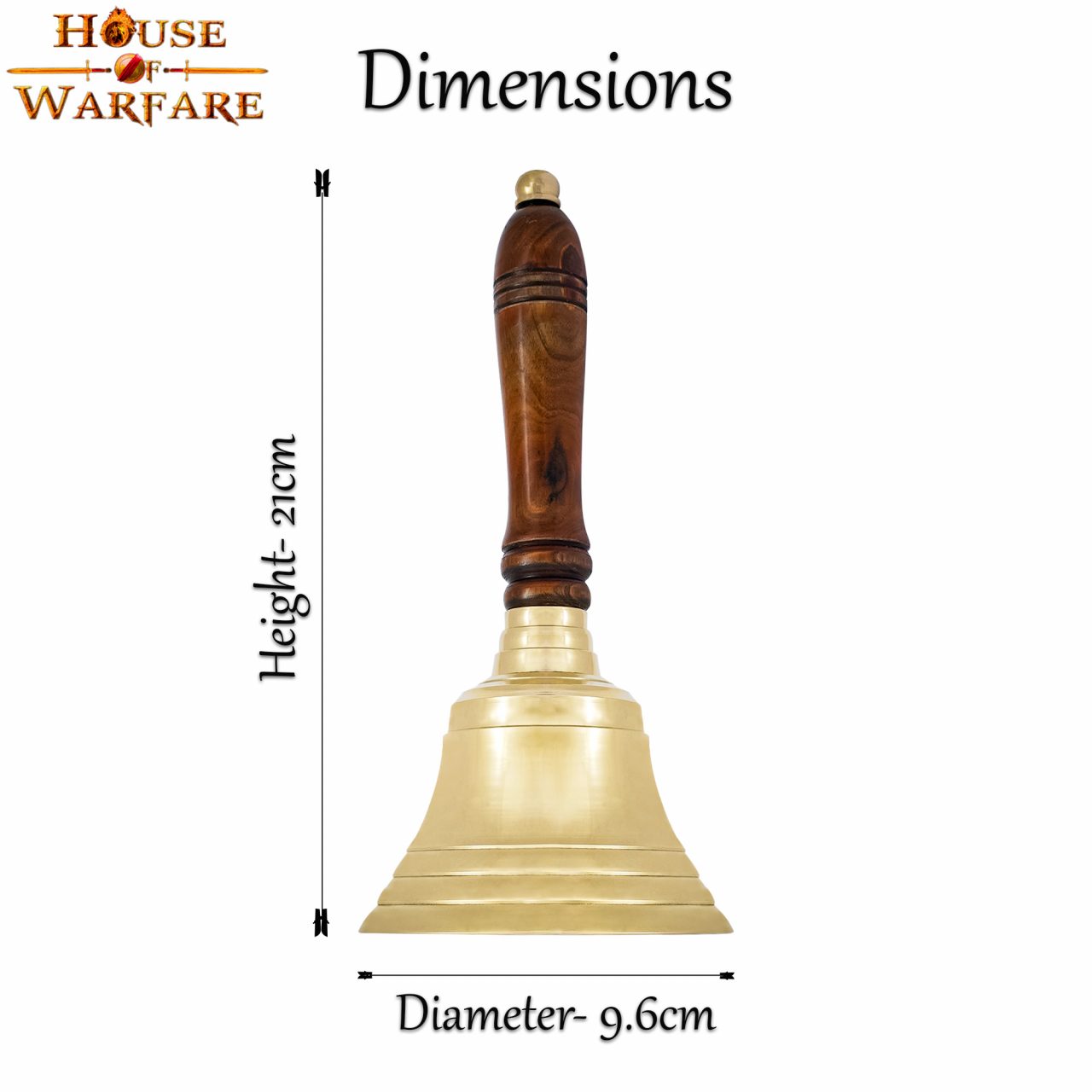 Campana de mano de latón macizo con mango de madera - imagen 14