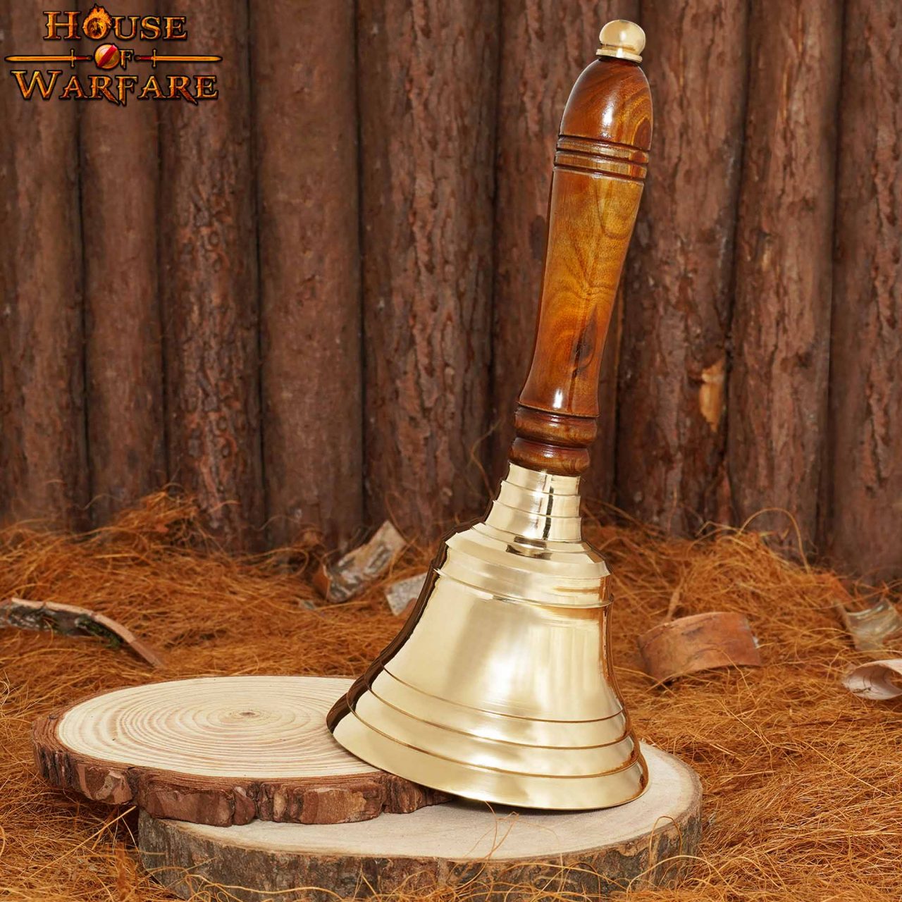 Campana de mano de latón macizo con mango de madera - imagen 11