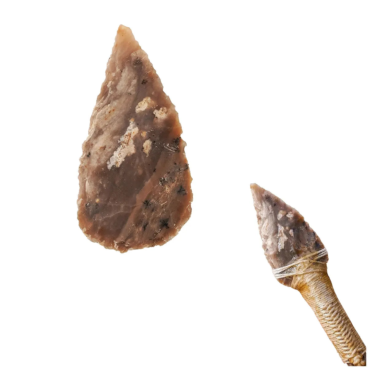 Punta de flecha foliar de pedernal, 7.6 cm - marrón oscuro