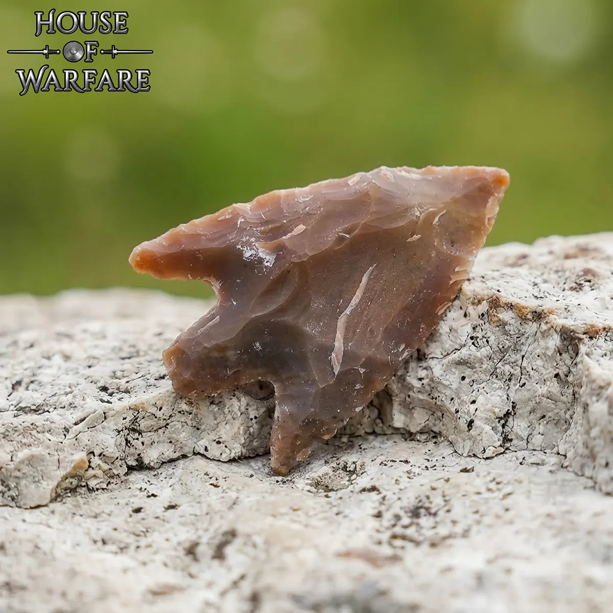 Punta de flecha histórica de pedernal con tallo, 4 cm (marrón) - imagen 2