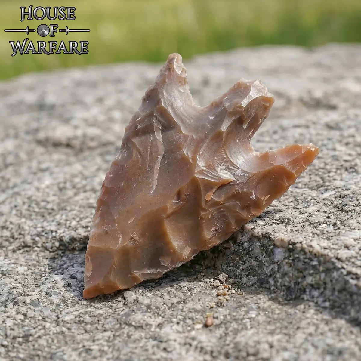 Punta de flecha histórica de pedernal con tallo, 4 cm (marrón) - imagen 7