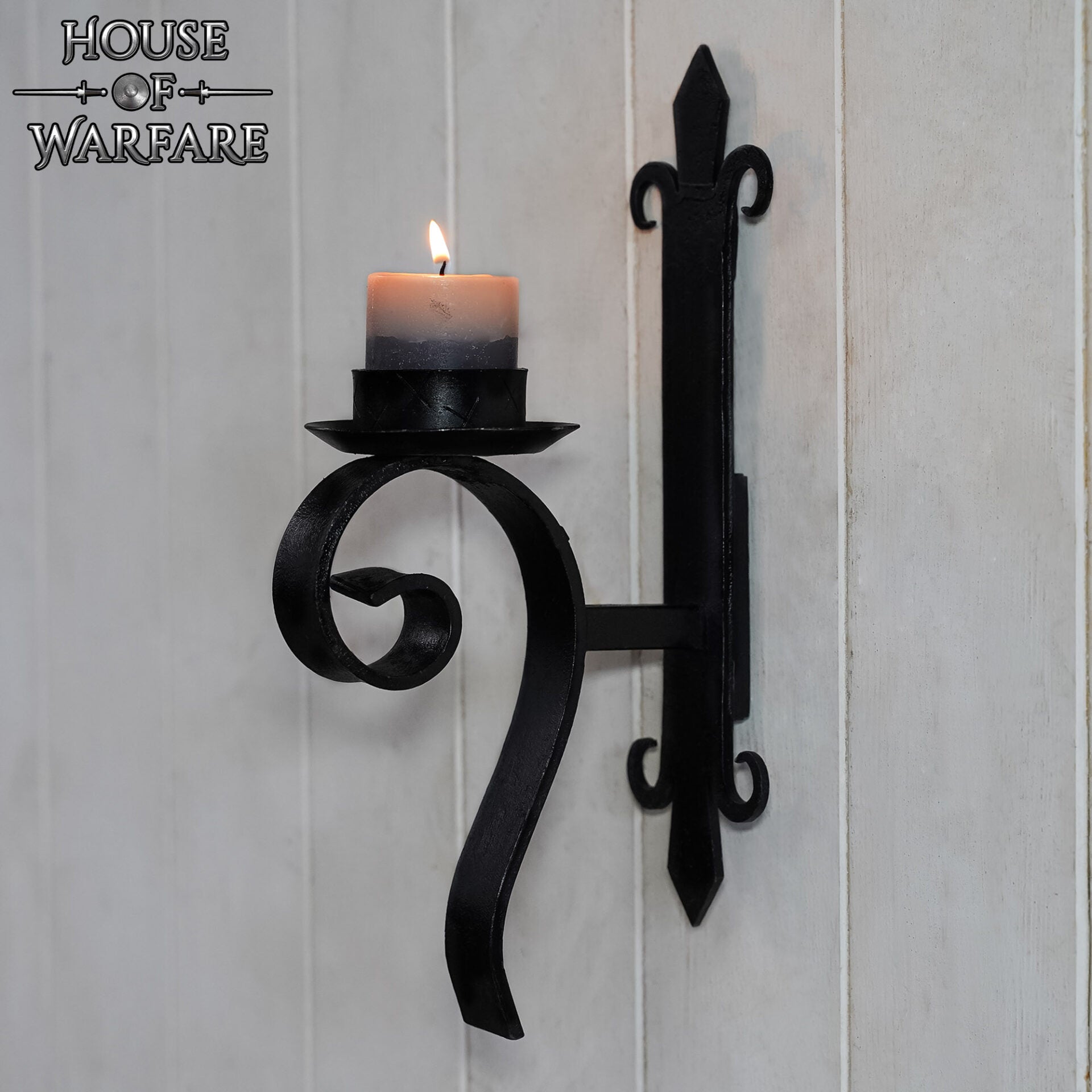 Candelero Medieval de Hierro Forjado a Mano con Flor de Lis - Imagen 9