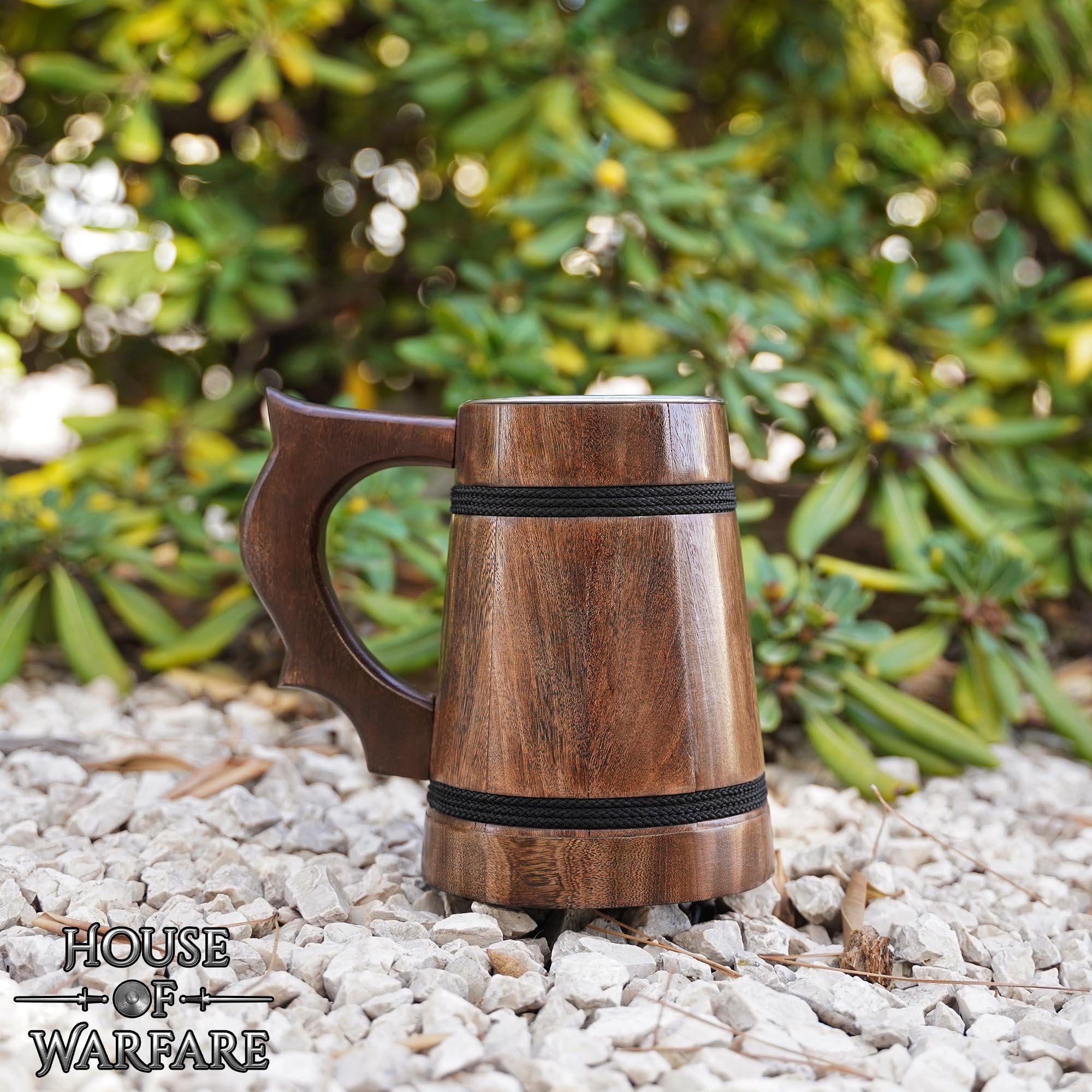 Jarra pirata de madera con forro de acero inoxidable, pulida - imagen 7