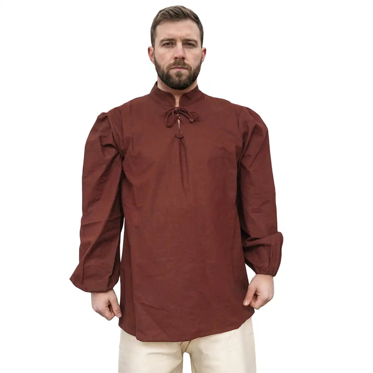 Camisa de algodón estilo medieval - Marrón - L