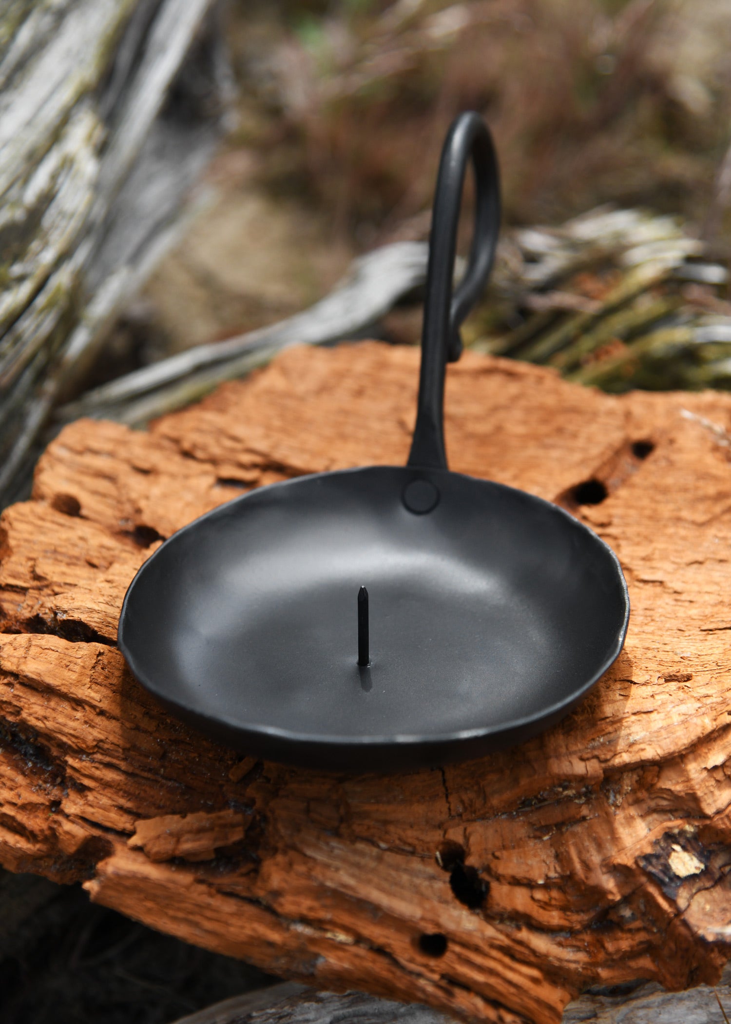 Imagen única de: Portavelas Con Mandril Y Asa, Forjado A Mano, Grande