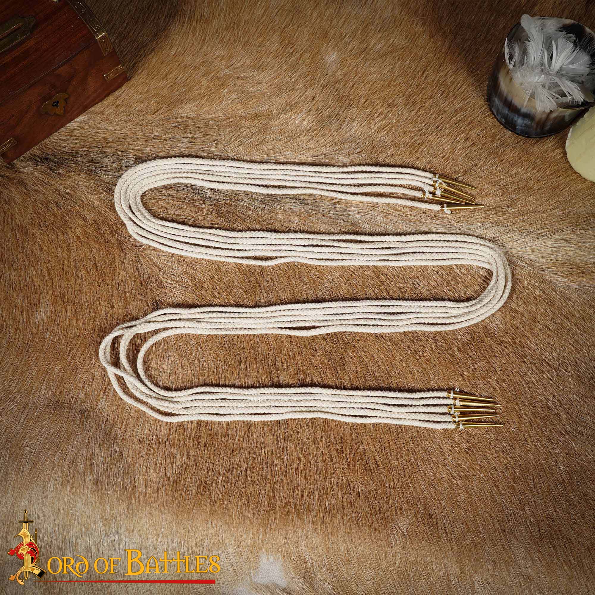 Imagen única de: Cordones Medievales Largos de Algodón con Remates de Latón - Juego de 5 para Túnicas, Botas y Prendas de Vestir