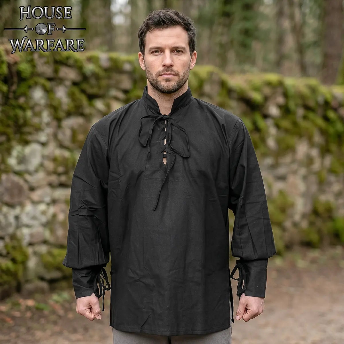 Camisa pirata medieval de algodón para hombre con cordones - imagen 5