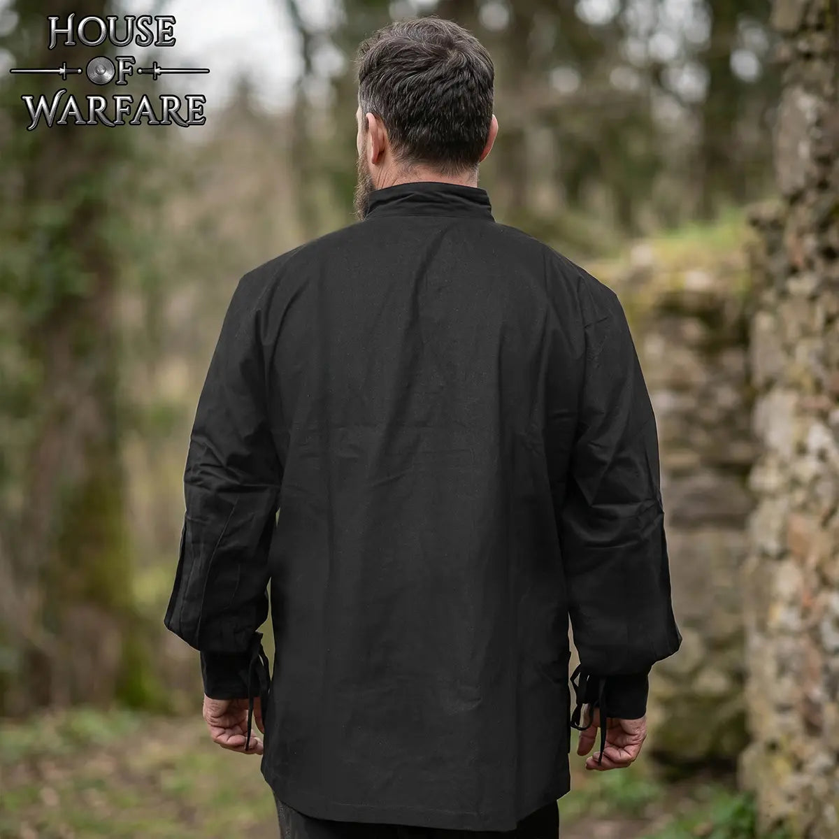 Camisa pirata medieval de algodón para hombre con cordones - imagen 6