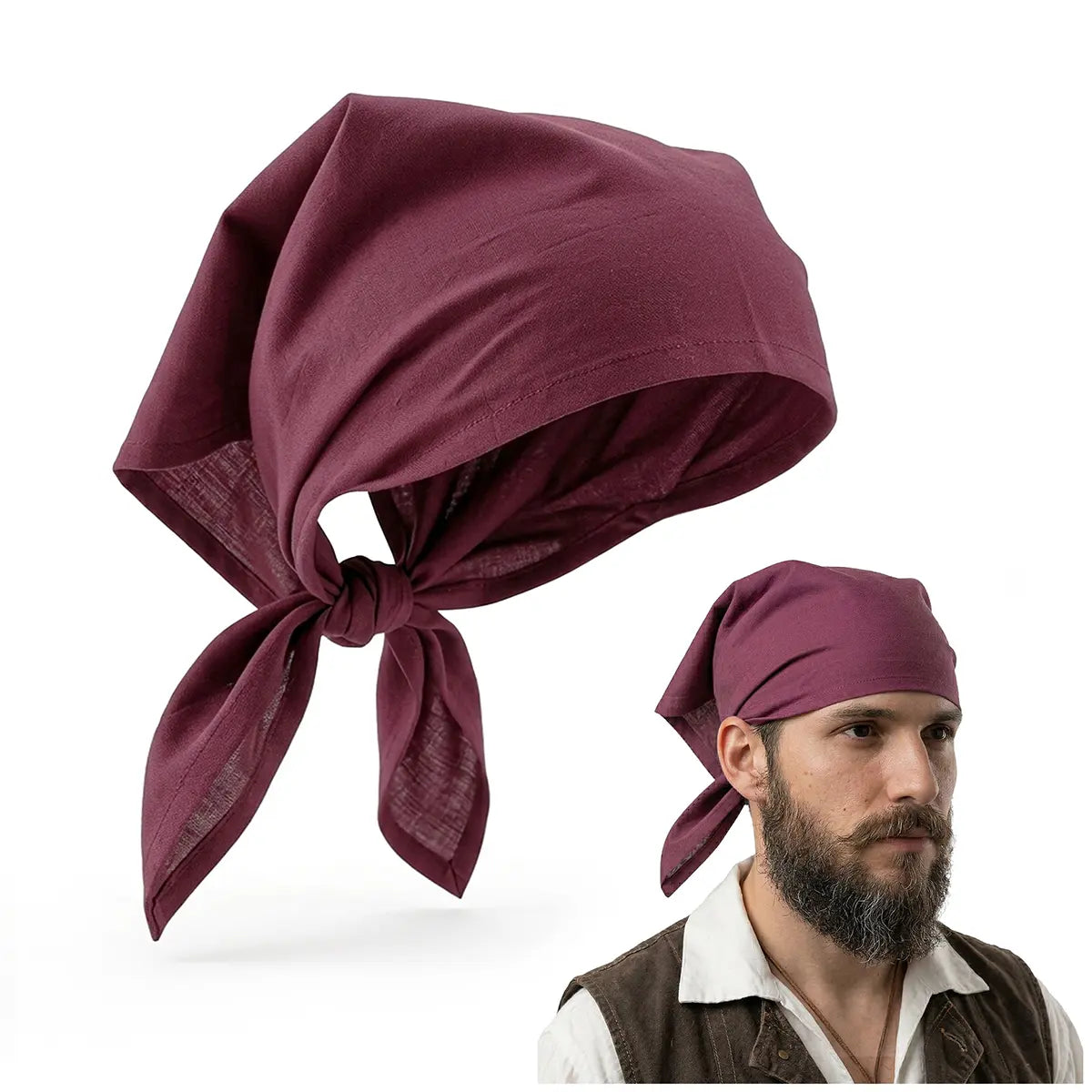 Pañuelo pirata de algodón ligero hecho a mano - Burdeos
