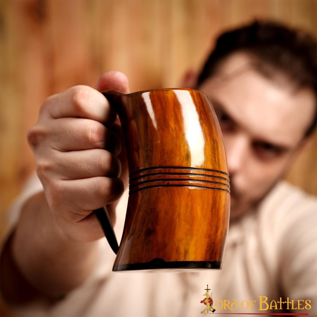 Jarra vikinga de cuerno de buey 500 ml - hecha a mano - imagen 18