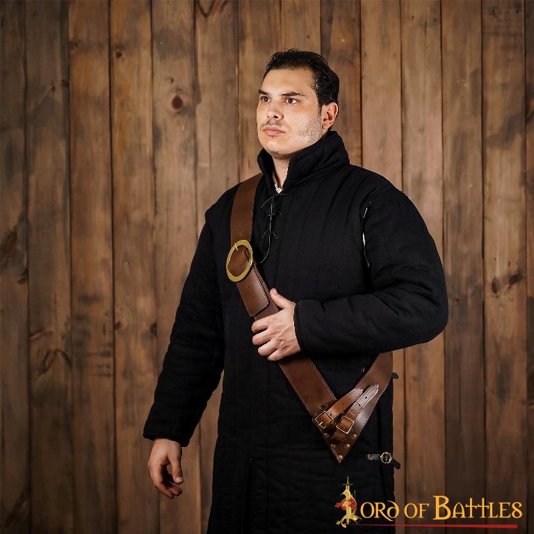 Bandolera para espada de cuero con hebilla de latón - imagen 7