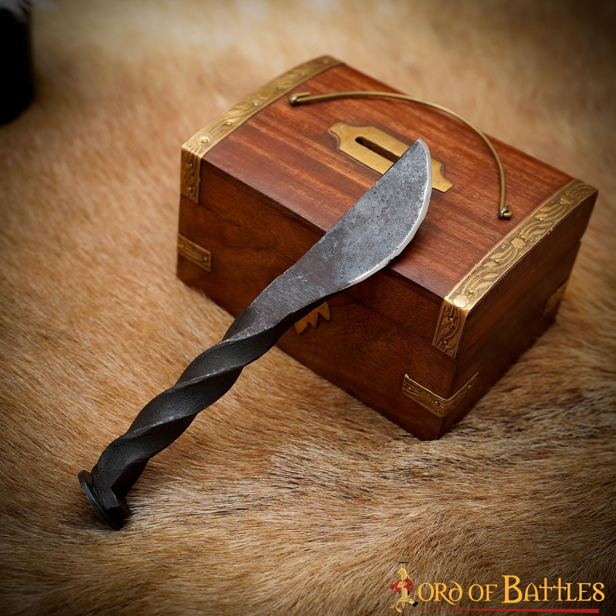 Cuchillo forjado a mano de clavo de ferrocarril con mango torcido - imagen 16