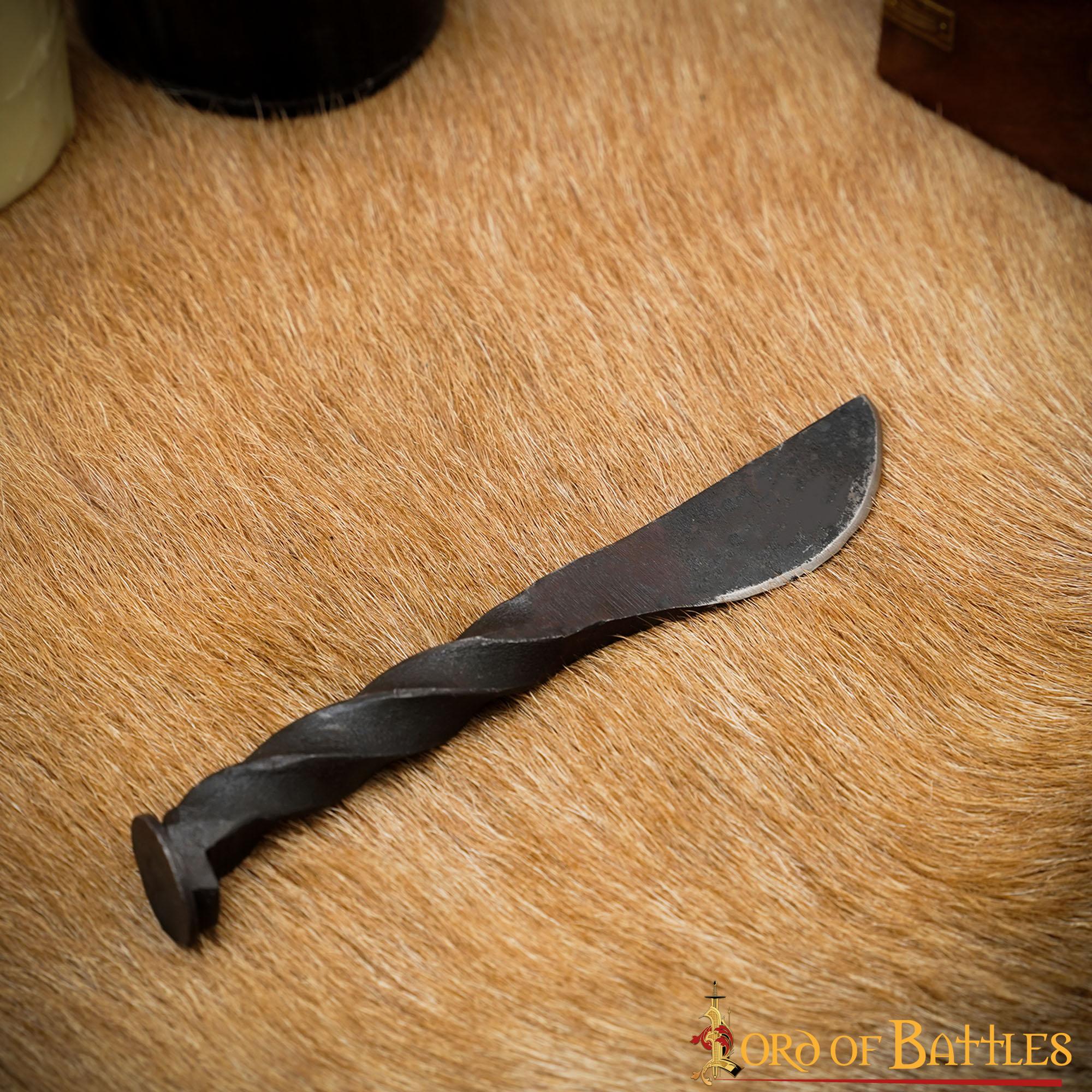 Cuchillo forjado a mano de clavo de ferrocarril con mango torcido - imagen 14