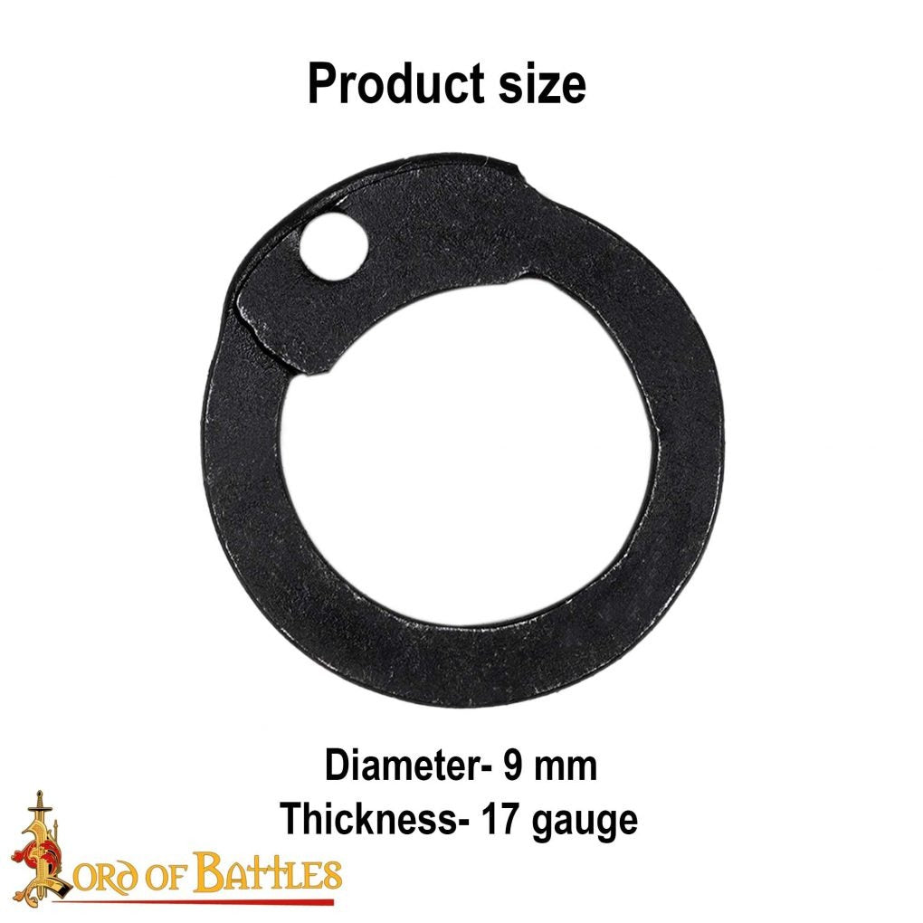 Imagen única de: Anillas Sueltas de Acero Dulce Ennegrecido, Anillas Planas con Remaches de Cúpula, 9 Mm Calibre 17, Artesanía y Reparación de Armaduras de Cota de Malla