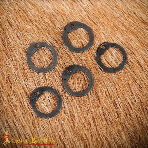 Imagen única de: Anillas Sueltas de Acero Dulce Ennegrecido, Anillas Planas con Remaches de Cúpula, 9 Mm Calibre 17, Artesanía y Reparación de Armaduras de Cota de Malla