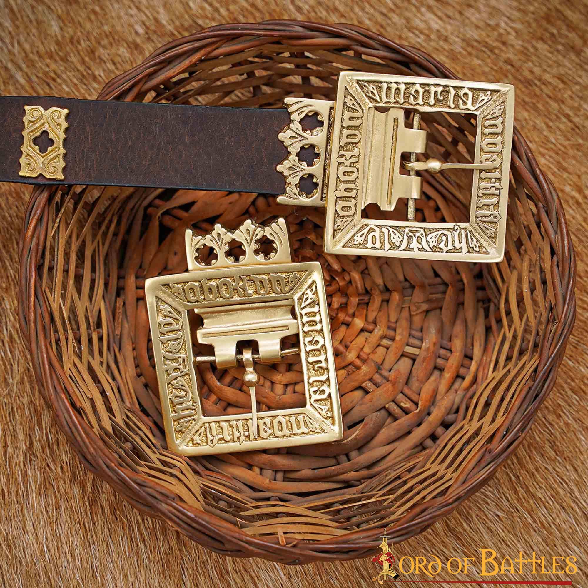 Hebilla de latón macizo siglo XV para cuero - imagen 2