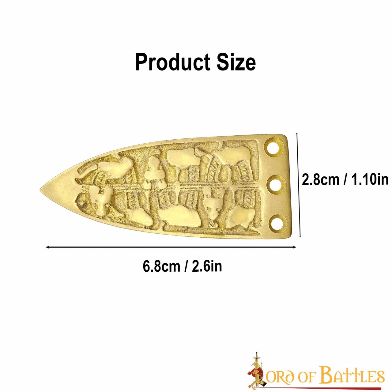 Imagen única de: Serpiente Vikinga Grabada Cinturón Medieval Chape Puro Latón Macizo Accesorio