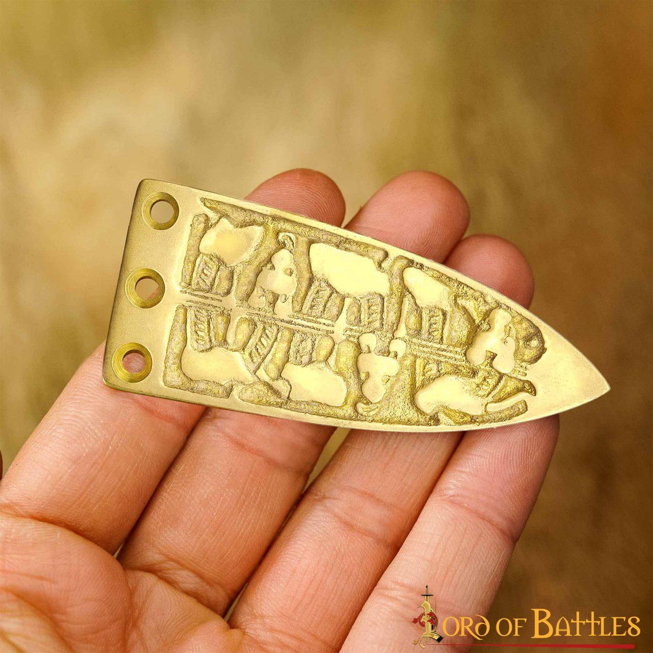 Imagen única de: Serpiente Vikinga Grabada Cinturón Medieval Chape Puro Latón Macizo Accesorio