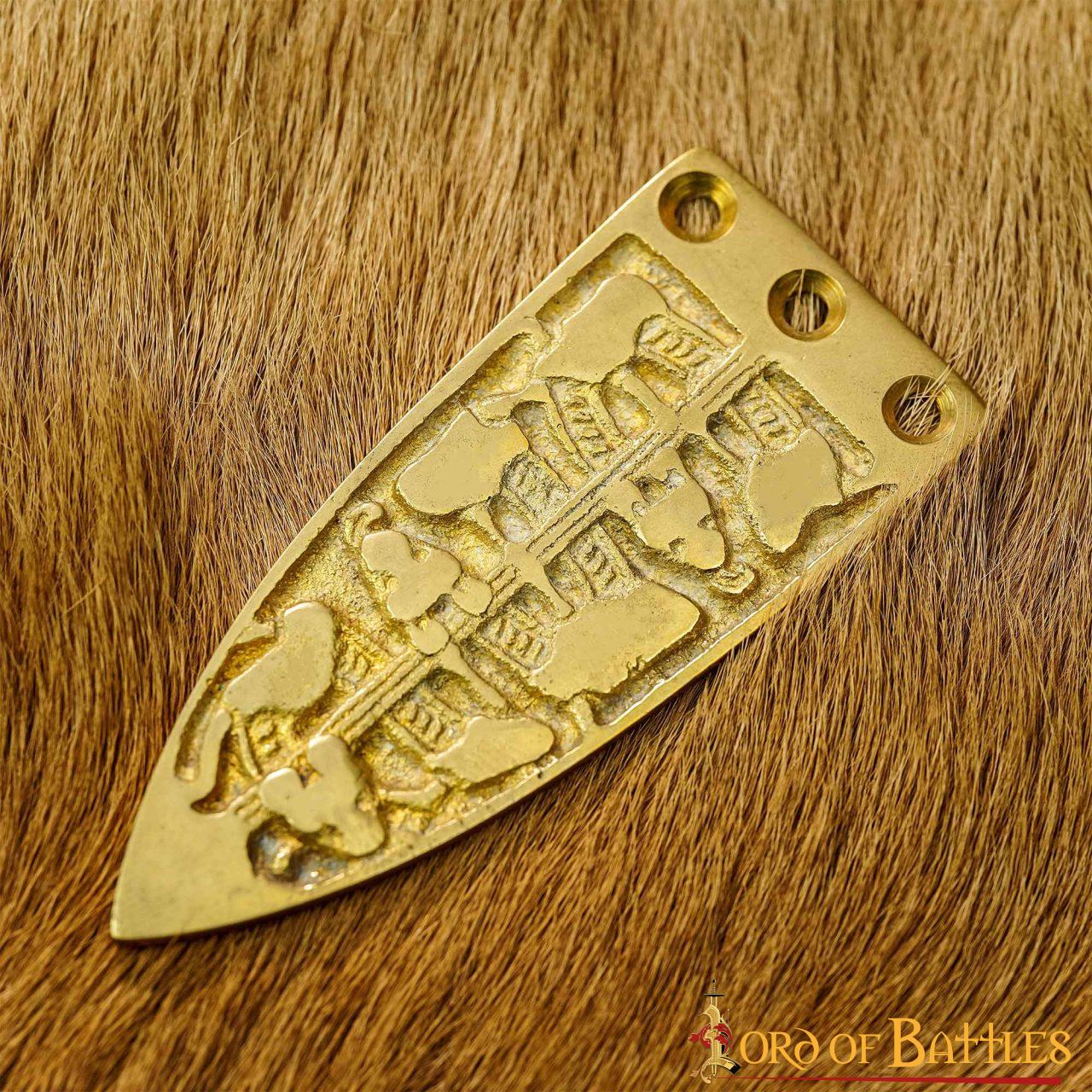 Imagen única de: Serpiente Vikinga Grabada Cinturón Medieval Chape Puro Latón Macizo Accesorio