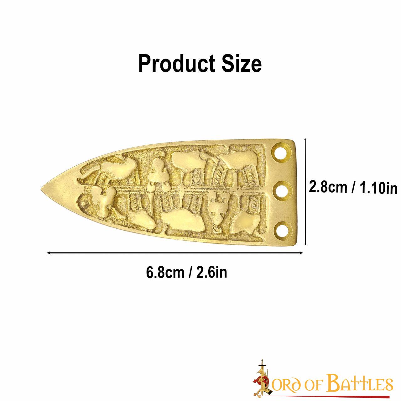 Imagen única de: Serpiente Vikinga Grabada Cinturón Medieval Chape Puro Latón Macizo Accesorio
