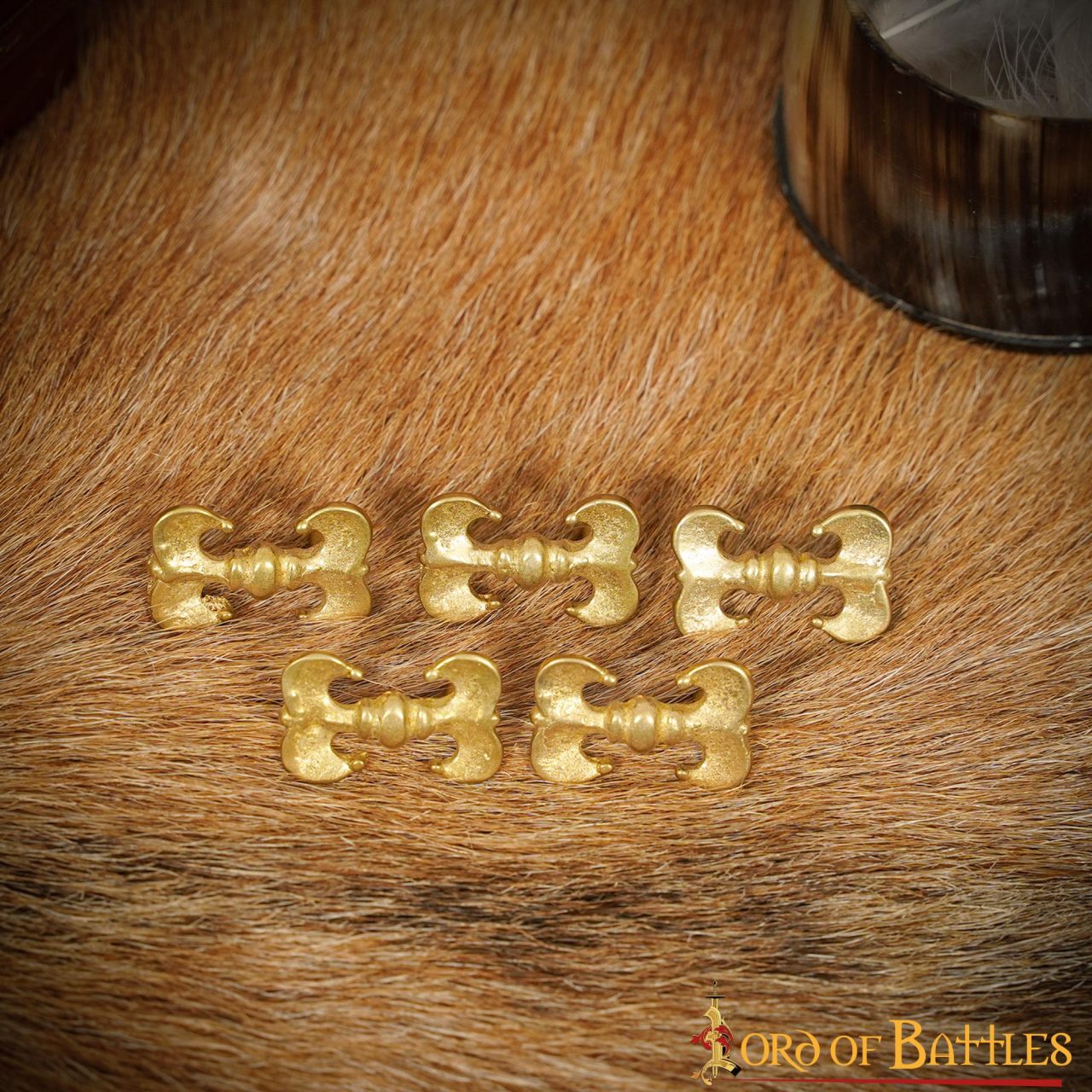 Tachuelas Medievales de Latón para Cinturón - Juego de 5 Cochos Renacentistas de Latón Macizo - Imagen 6