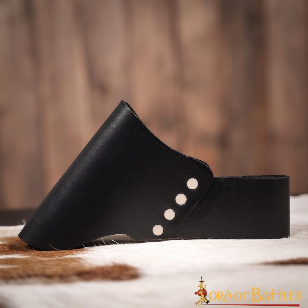 Soporte inclinado medieval de cuero negro para espada y hacha - imagen 12