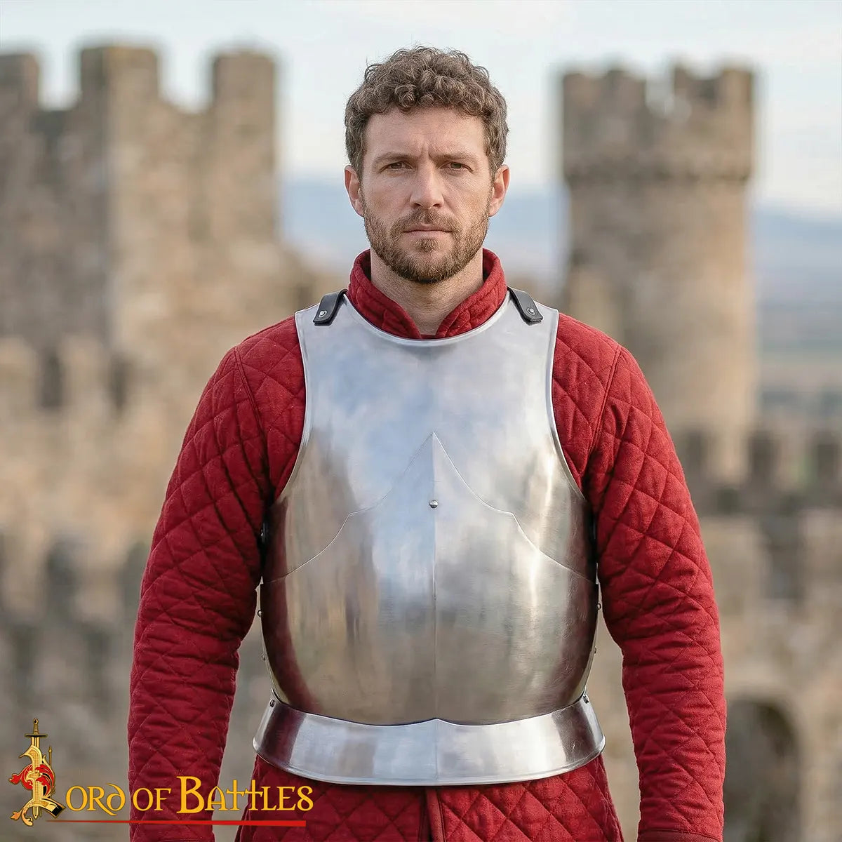 Coraza gótica medieval en acero con correas de cuero - imagen 7