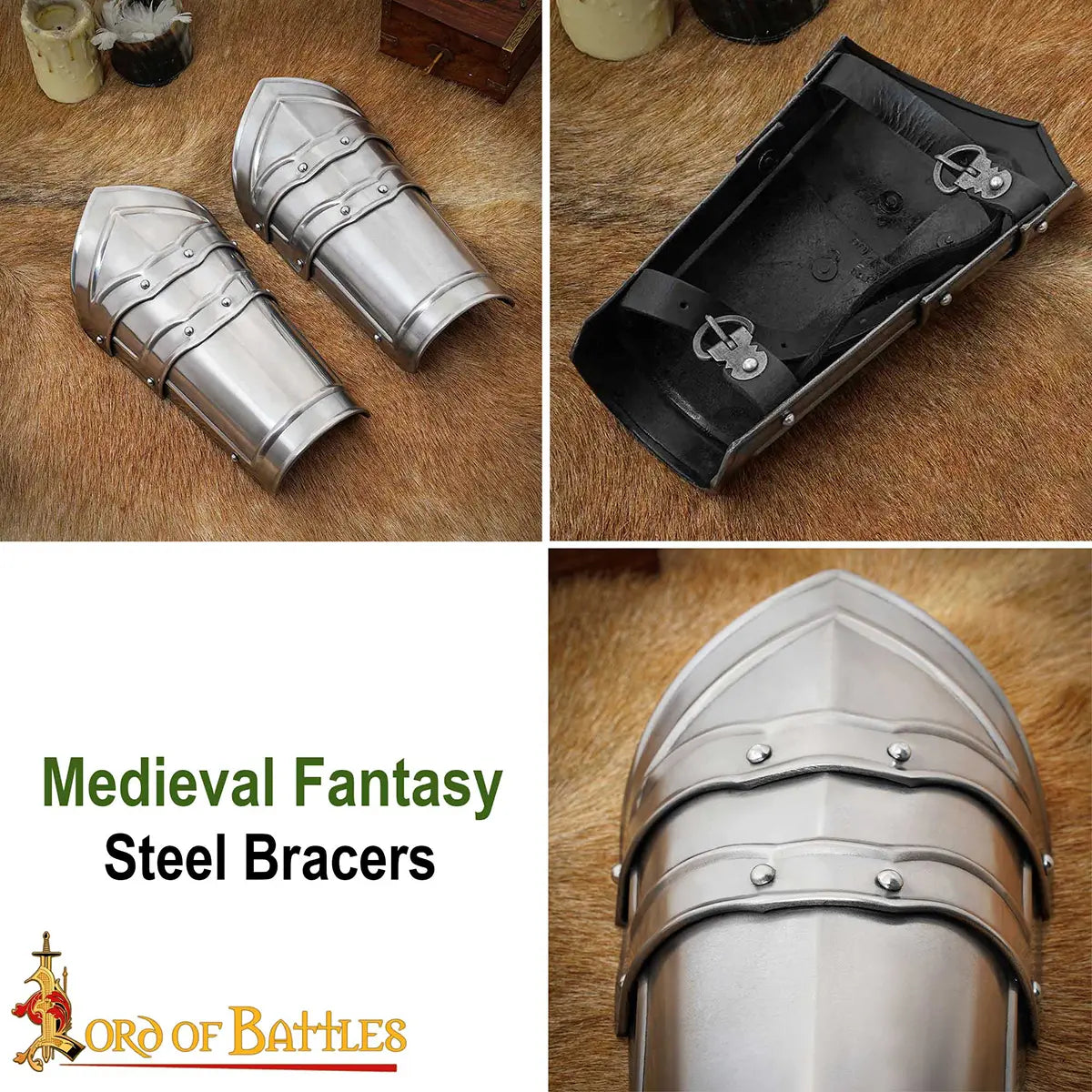 Brazales de acero medieval para LARP - imagen 15
