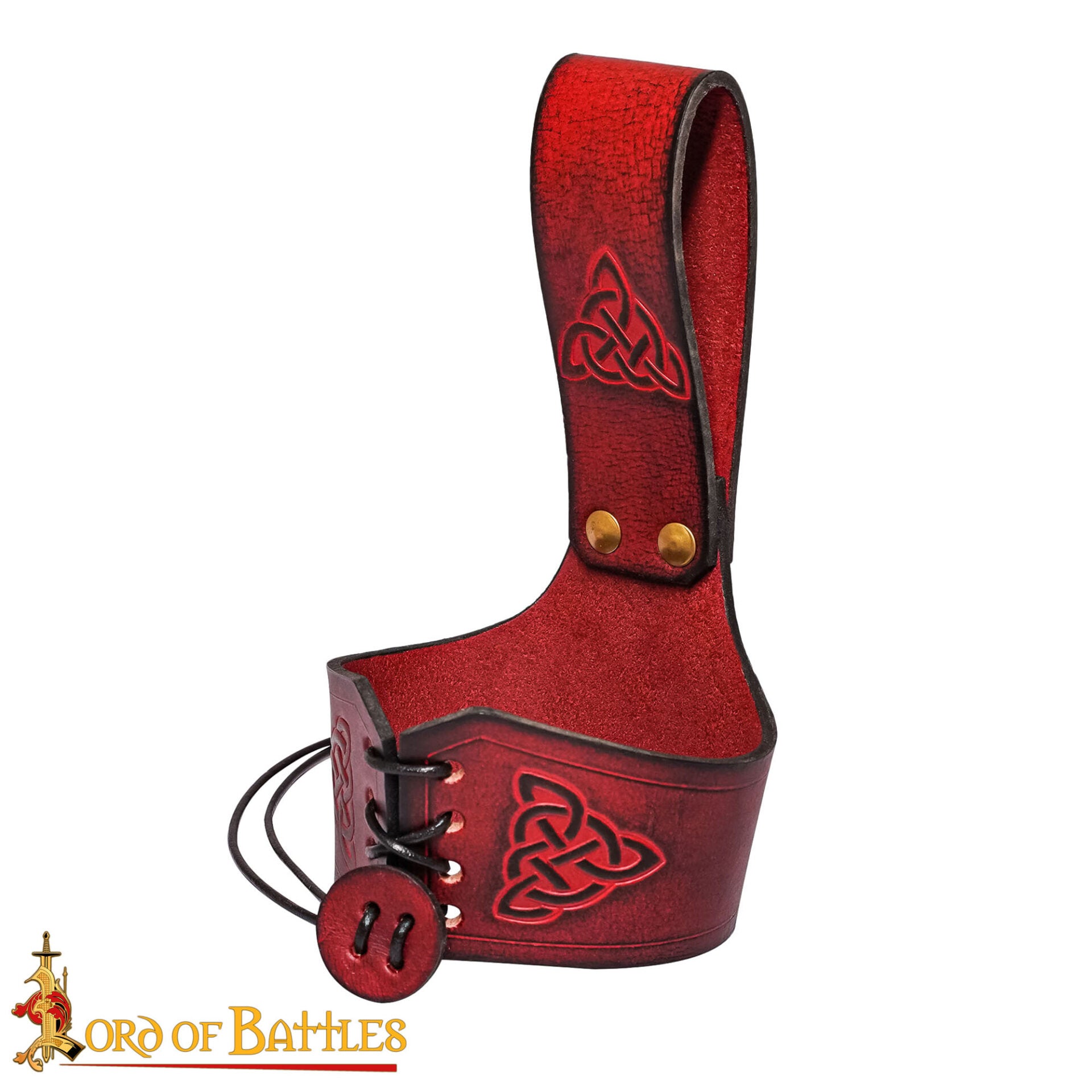 Funda para cuerno de cuero con nudo celta y remaches de latón (S, L) - imagen 53