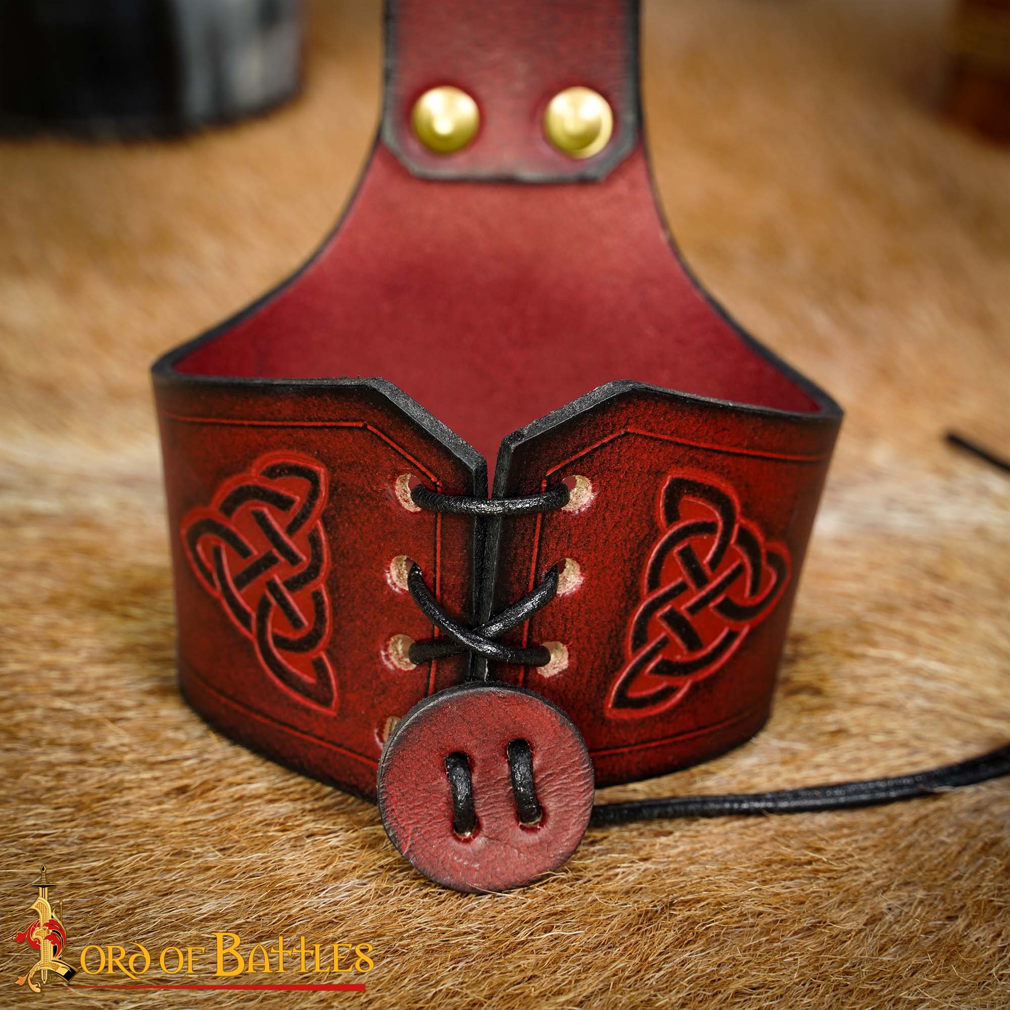 Funda para cuerno de cuero con nudo celta y remaches de latón (S, L) - imagen 56