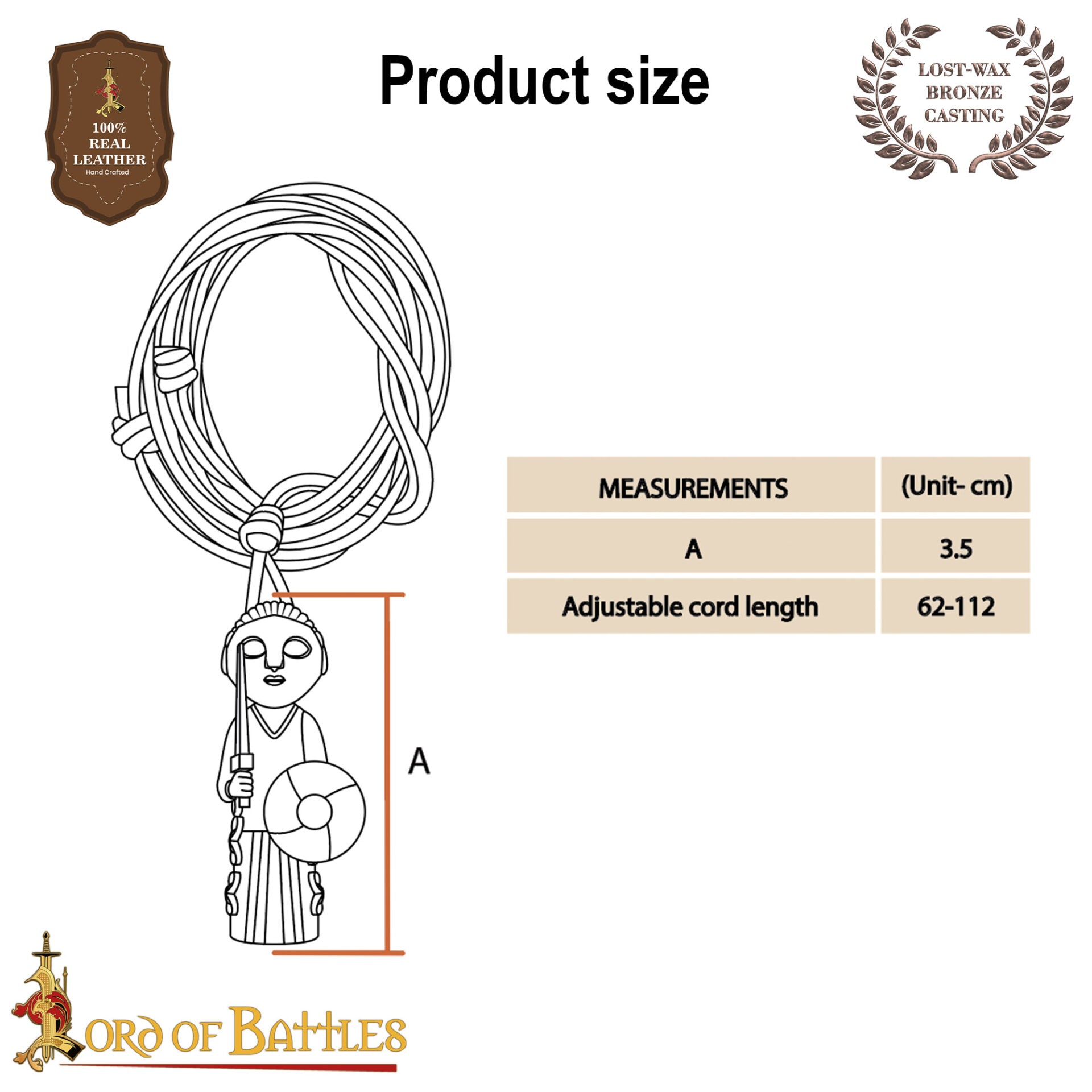 Colgante Valquiria vikingo en bronce con cordón de cuero ajustable - imagen 20