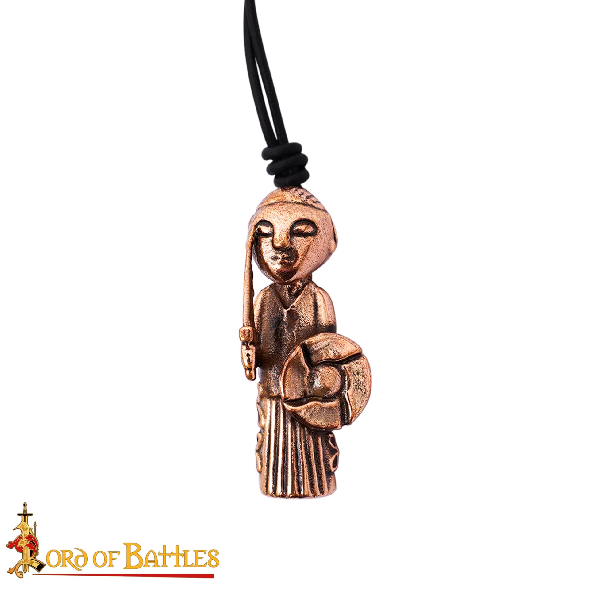 Colgante Valquiria vikingo en bronce — fundición a cera perdida, cordón de cuero ajustable - imagen 17