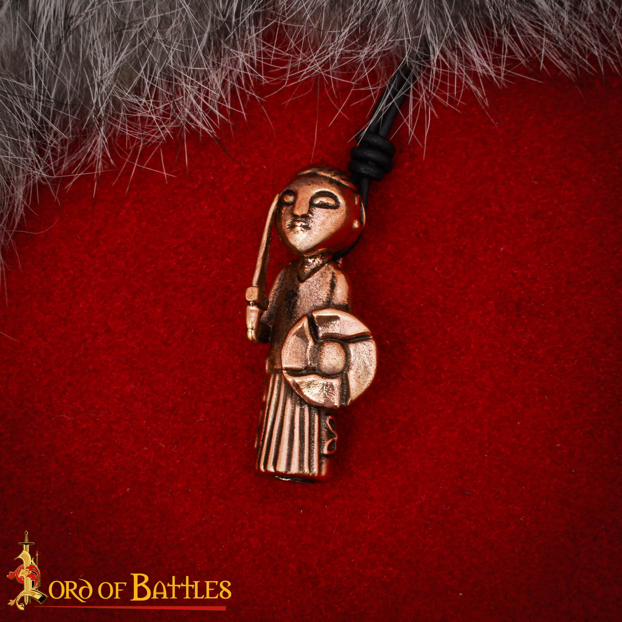 Colgante Valquiria vikingo en bronce — fundición a cera perdida, cordón de cuero ajustable - imagen 15