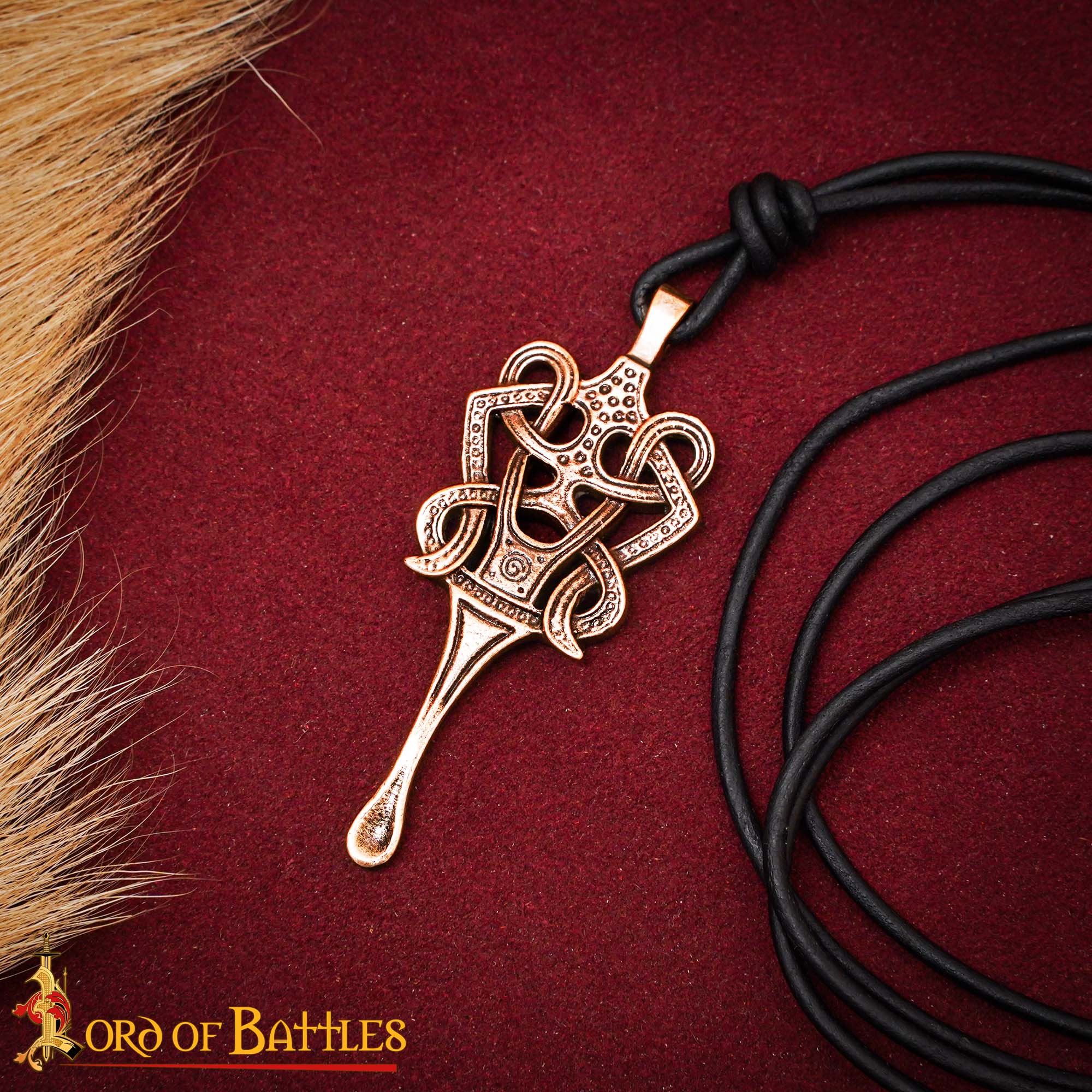 Colgante de bronce con nudo celta y cordón de cuero - imagen 7