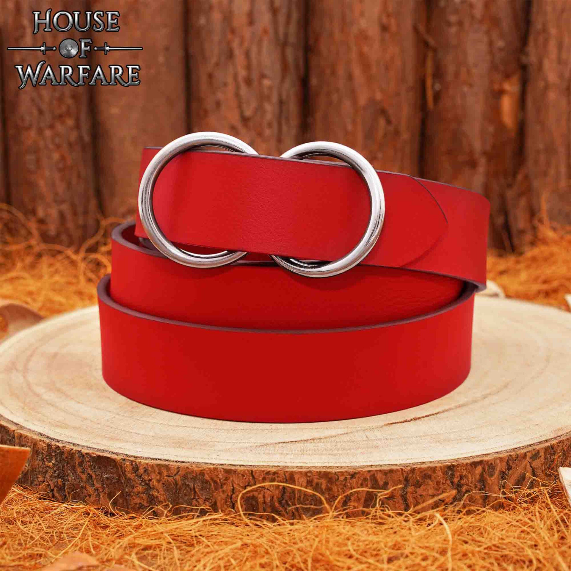 Imagen única de: Cinturón de cuero rojo con doble anilla O